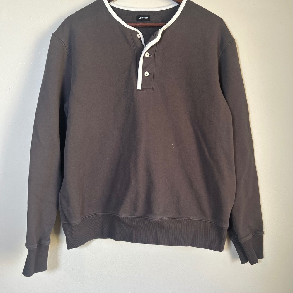 EUC J. Peterman Legends Baseball Sweatshirt Size L Gray Contrast Cotton Pullover
